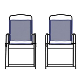 Flash Furniture Set of 2 All-Weather Textilene Patio Sling Chairs with Armrests