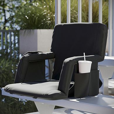 Flash Furniture Extra Wide Foldable Reclining Heated Stadium Chair with Backpack Straps