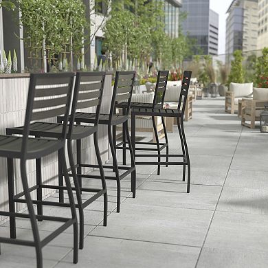 Flash Furniture Commercial Grade Outdoor All-Weather Bar Stool with Poly Resin Slats