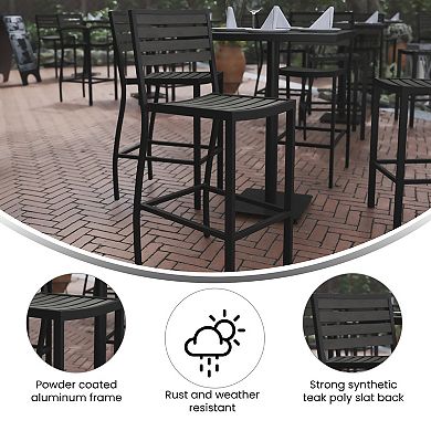 Flash Furniture Commercial Grade Outdoor All-Weather Bar Stool with Poly Resin Slats