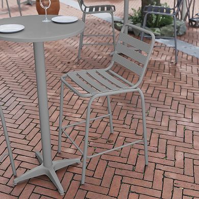 Flash Furniture Commercial Indoor-Outdoor Restaurant Stack Stool with Triple Slat Back