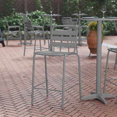 Flash Furniture Commercial Indoor-Outdoor Restaurant Stack Stool with Triple Slat Back