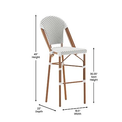 Flash Furniture 2 Pack All-Weather Commercial Paris Stools with Rattan Print Frame