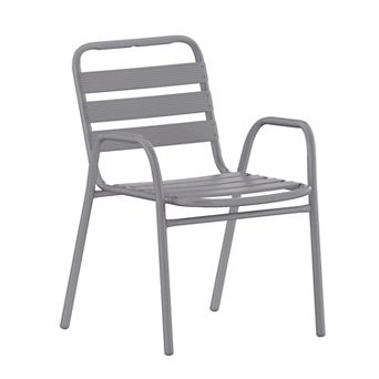 Flash Furniture Commercial Indoor-Outdoor Restaurant Stack Chair with Slat Back and Arms