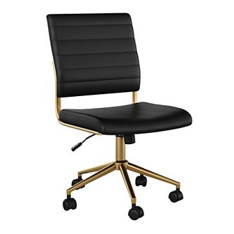 Martha Stewart Ribbed Upholstered Armless Swivel Home Office Chair