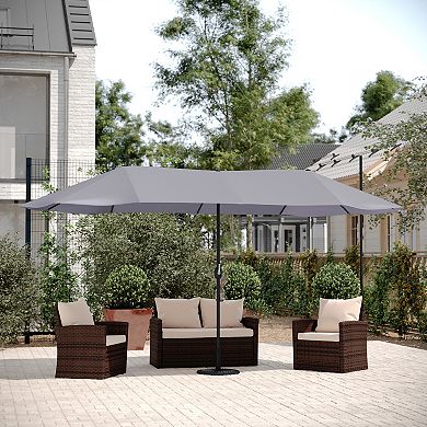 Flash Furniture Commercial 15 FT Triple Head Patio Umbrella with Crank and Easy Lift Function