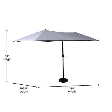 Flash Furniture Commercial 15 FT Triple Head Patio Umbrella with Crank and Easy Lift Function