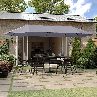 Flash Furniture Commercial 15 FT Triple Head Patio Umbrella with Crank and Easy Lift Function