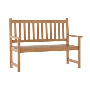 Flash Furniture Commercial Indoor/Outdoor 2-Person Patio Acacia Wood Bench Loveseat