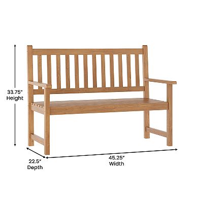 Flash Furniture Commercial Indoor/Outdoor 2-Person Patio Acacia Wood Bench Loveseat