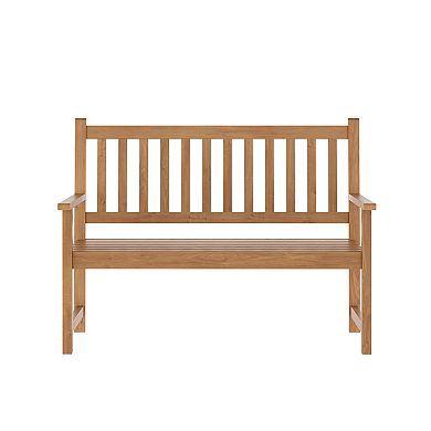 Flash Furniture Commercial Indoor/Outdoor 2-Person Patio Acacia Wood Bench Loveseat