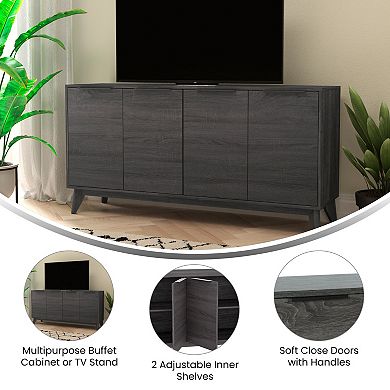 Merrick Lane Buffet TV Stand with 4 Soft Close Doors and Shelves