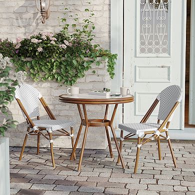 Flash Furniture Indoor/Outdoor Commercial Bistro Set with Table and Two Chairs