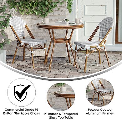 Flash Furniture Indoor/Outdoor Commercial Bistro Set with Table and Two Chairs