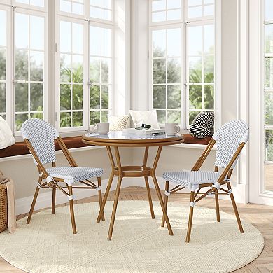Flash Furniture Indoor/Outdoor Commercial Bistro Set with Table and Two Chairs
