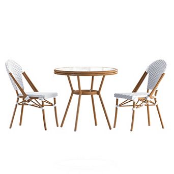 Flash Furniture Indoor/Outdoor Commercial Bistro Set with Table and Two Chairs