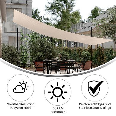 Flash Furniture Weather Resistant Sun Shade Canopy with Included Nylon Ropes