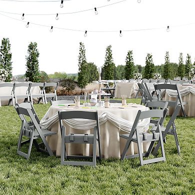 Flash Furniture Kids White Resin Folding Chair with White Vinyl Padded Seat