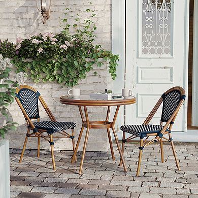 Flash Furniture Indoor/Outdoor Commercial Bistro Set with Table and Two Chairs