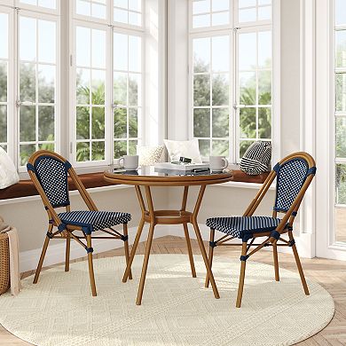 Flash Furniture Indoor/Outdoor Commercial Bistro Set with Table and Two Chairs