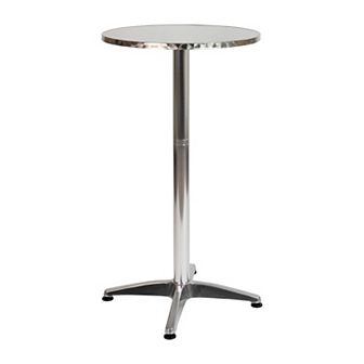 Flash Furniture Indoor/Outdoor 23.5"H Aluminum Round Bar Height Table with Cross Base
