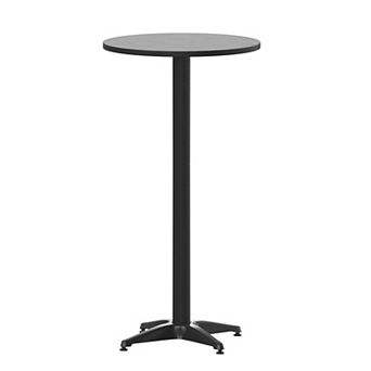 Flash Furniture Indoor/Outdoor 23.5"H Aluminum Round Bar Height Table with Cross Base