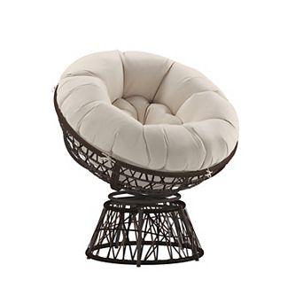 Flash Furniture Swivel Patio Papasan Lounge Chair with Dark Gray Cushion - Accent Chair