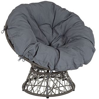Flash Furniture Swivel Patio Papasan Lounge Chair with Dark Gray Cushion - Accent Chair