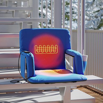 Flash Furniture Foldable Reclining Stadium Chair with Backpack Straps-Heated Back and Seat