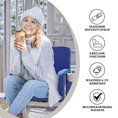 Flash Furniture Foldable Reclining Stadium Chair with Backpack Straps-Heated Back and Seat