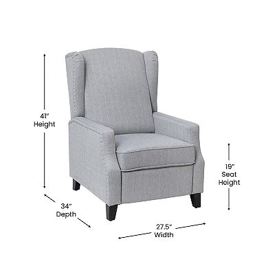 Flash Furniture Push Back Wing Back Pocket Spring Recliner with Side Accent Nail Trim
