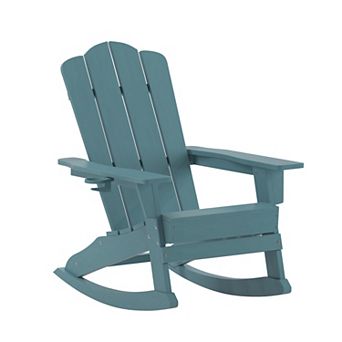 Flash Furniture Commercial All-Weather Rocking Adirondack Chair with Swiveling Cupholder