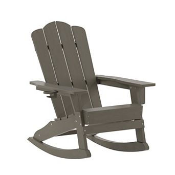 Flash Furniture Commercial All-Weather Rocking Adirondack Chair with Swiveling Cupholder