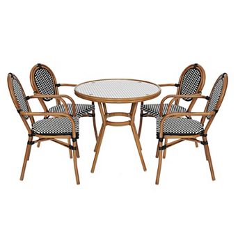 Flash Furniture Indoor/Outdoor Commercial Bistro Set with Table and Four Chairs