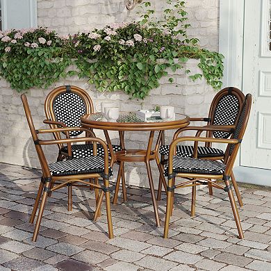 Flash Furniture Indoor/Outdoor Commercial Bistro Set with Table and Four Chairs
