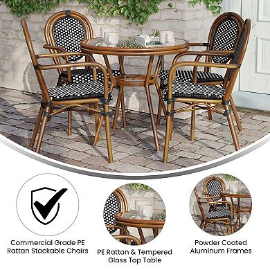 Flash Furniture Indoor/Outdoor Commercial Bistro Set with Table and Four Chairs