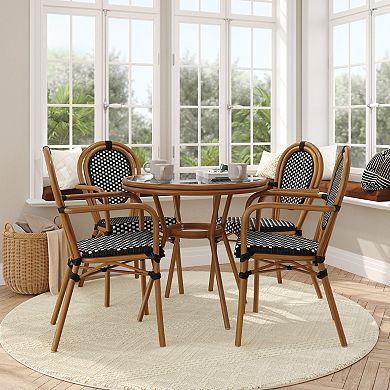 Flash Furniture Indoor/Outdoor Commercial Bistro Set with Table and Four Chairs