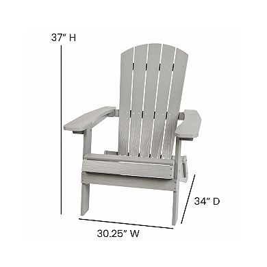 Flash Furniture All-Weather Poly Resin Folding Adirondack Chair - Patio Chair