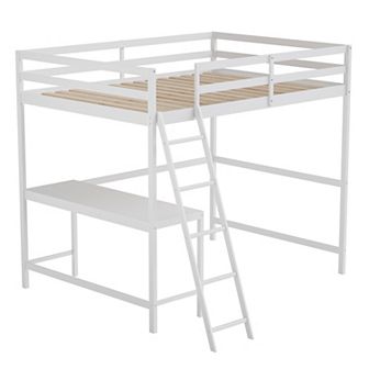 Flash Furniture Traditional Wood Slat Loft Bed with Integrated Desk & Ladder