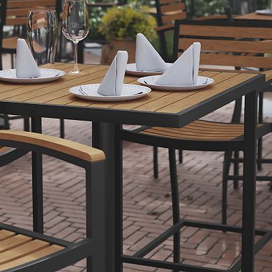 Flash Furniture Indoor/Outdoor 32" Square Bar Height Dining Table with Poly Slats