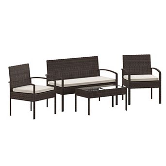 Flash Furniture 4 pc Patio Set with Steel Frame and Cushions - Outdoor Seating