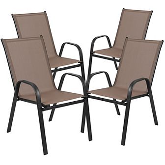 Flash Furniture 4 Pack Outdoor Stack Chair with Flex Comfort Material - Patio Stack Chair