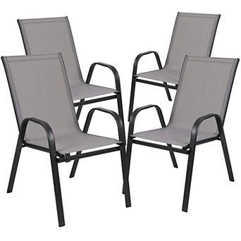 Flash Furniture 4 Pack Outdoor Stack Chair with Flex Comfort Material - Patio Stack Chair