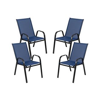 Flash Furniture 4 Pack Outdoor Stack Chair with Flex Comfort Material - Patio Stack Chair