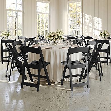 Flash Furniture 4 Pack 800 lb. Capacity White Resin Folding Chair with Slatted Seat