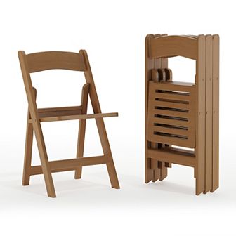 Flash Furniture 4 Pack 800 lb. Capacity White Resin Folding Chair with Slatted Seat