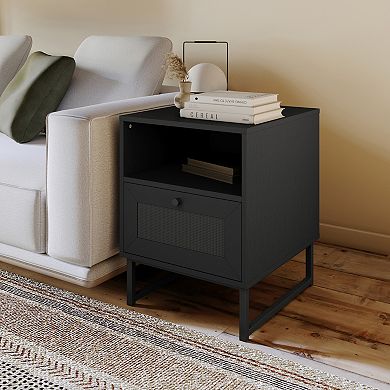 Merrick Lane Wooden Mid-Century Modern Bed Side Table/Nightstand with Drawer