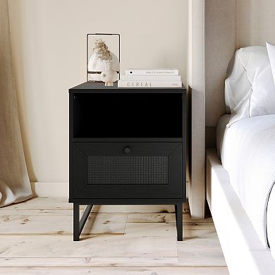 Merrick Lane Wooden Mid-Century Modern Bed Side Table/Nightstand with Drawer