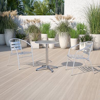 Flash Furniture 23.5" Round Aluminum Smooth Top Indoor-Outdoor Table with Base