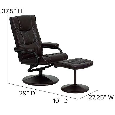 Flash Furniture Contemporary Multi-Position Recliner and Ottoman with Wrapped Base